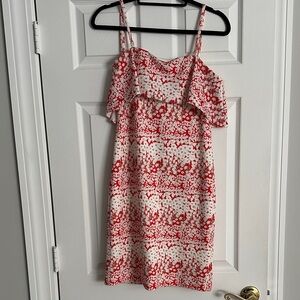 Guess Red and White Patterned Mini Dress
